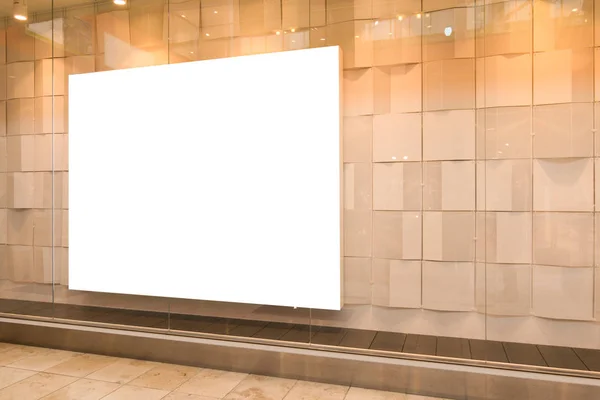 Mock up. Large blank banner in the showcase of store — Stock Photo, Image