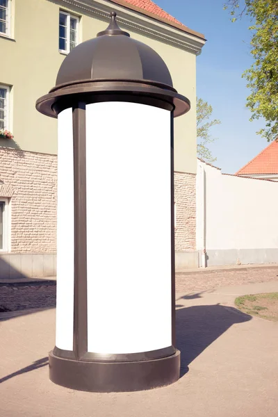 Advertising column stand mockup. Public information board in the street. — Stock Photo, Image