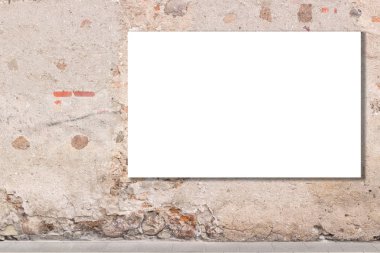 Kadar alay et. Reklam, boş billboard, kırmızı tuğla duvar eski tahtada genel bilgi