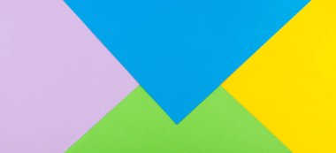 Soyut geometrik kağıt arka plan. Sarı, mavi, yeşil ve mor renkler.