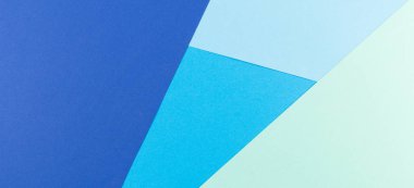 Mavi tonlu renkli kağıtlar geometri düz kompozisyon arkaplanı