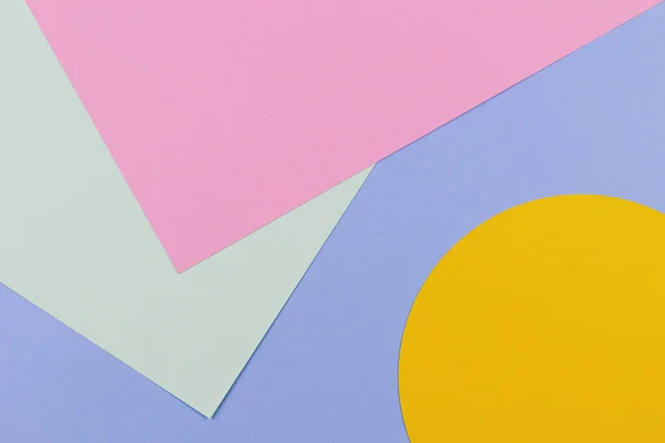 Streszczenie kolorowe tło tekstury papieru. Minimalne geometryczne kształty i linie w kolorze niebieskim, jasnozielonym, żółtym, pastelowym różowym — Zdjęcie stockowe