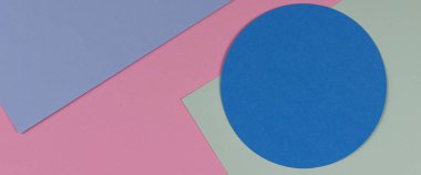 Soyut renkli kağıt dokusu arkaplanı. Geometrik şekiller ve çizgiler mavi, açık yeşil, pastel pembe renkler