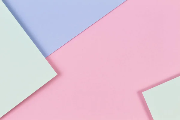 Αφηρημένο χρωματιστό χαρτί υφή φόντο. Ελάχιστα γεωμετρικά σχήματα και γραμμές σε παστέλ ροζ, γαλάζιο και πράσινο χρώμα — Φωτογραφία Αρχείου
