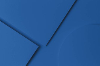 Soyut monokrom yaratıcı kağıt dokusu arka planı. Klasik mavi renkli asgari geometrik şekiller ve çizgiler