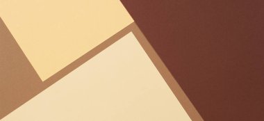 Renkli kağıtlar geometri kompozisyon afişi bej, açık kahverengi ve koyu kahverengi tonlu arkaplan.