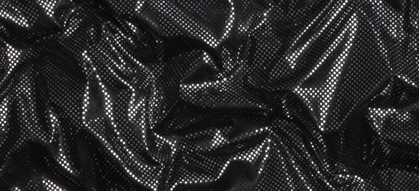 Grå svart metallisk silver polka dot tyg konsistens bakgrund — Stockfoto