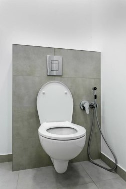 Tuvalet kapağı banyonun içinde.