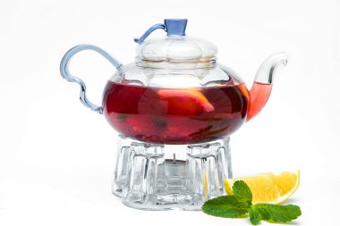 berry çay ile cam çaydanlık