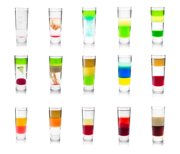 Different alcoholic cocktails shots — Stock Photo, Image