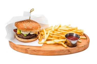 patates kızartması ve ketçap çizburger