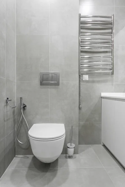 Salle Bain Moderne Intérieur Avec Toilettes Blanches Bidet — Photo