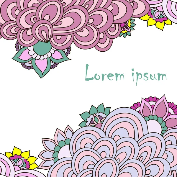 Swirls ve soyut çiçek ile davet için şablon.