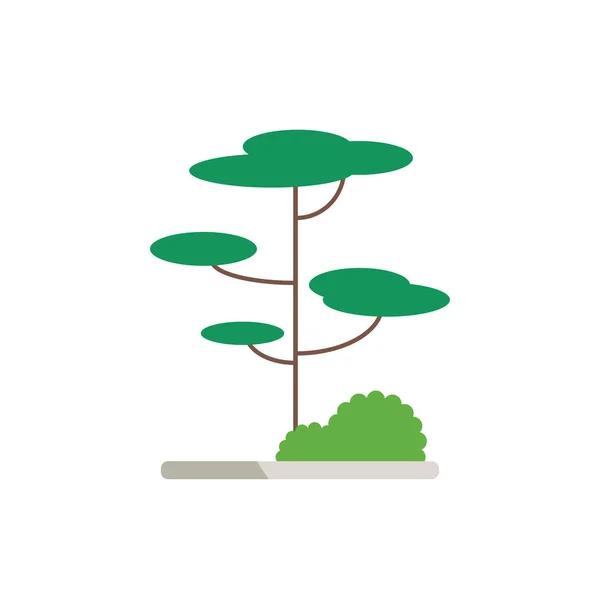 Träd i platt stil - Gran, fir-tree, tall. — Stock vektor