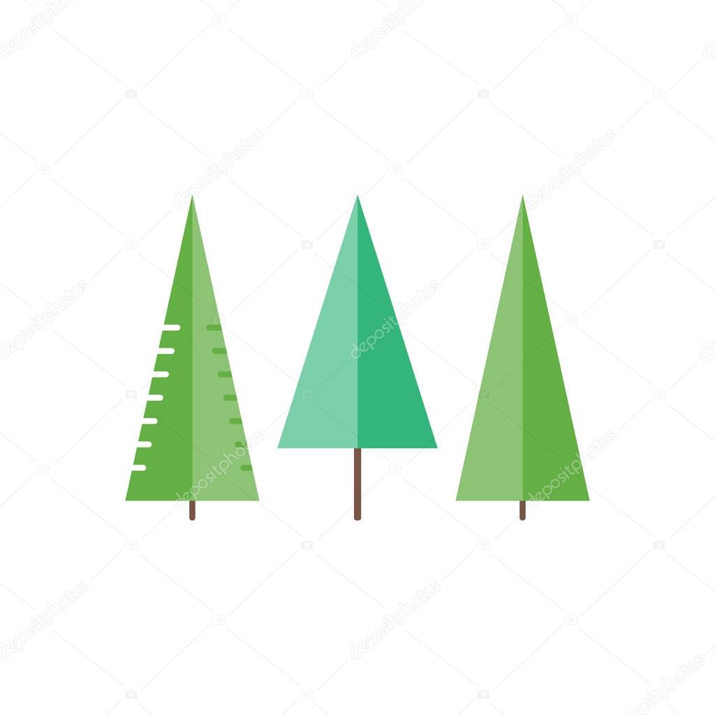 Trees in flat style - spruce, fir-tree, pine.
