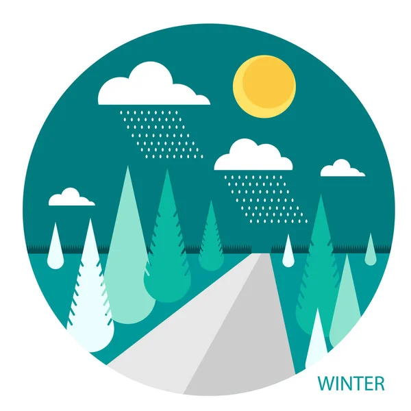 Winter landscape in the style of flat.