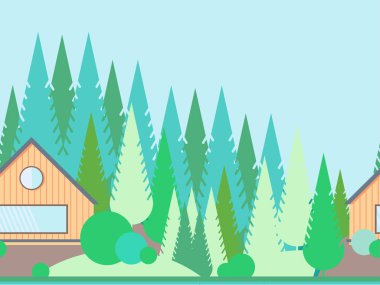 Düz stil kesintisiz yatay peyzaj.