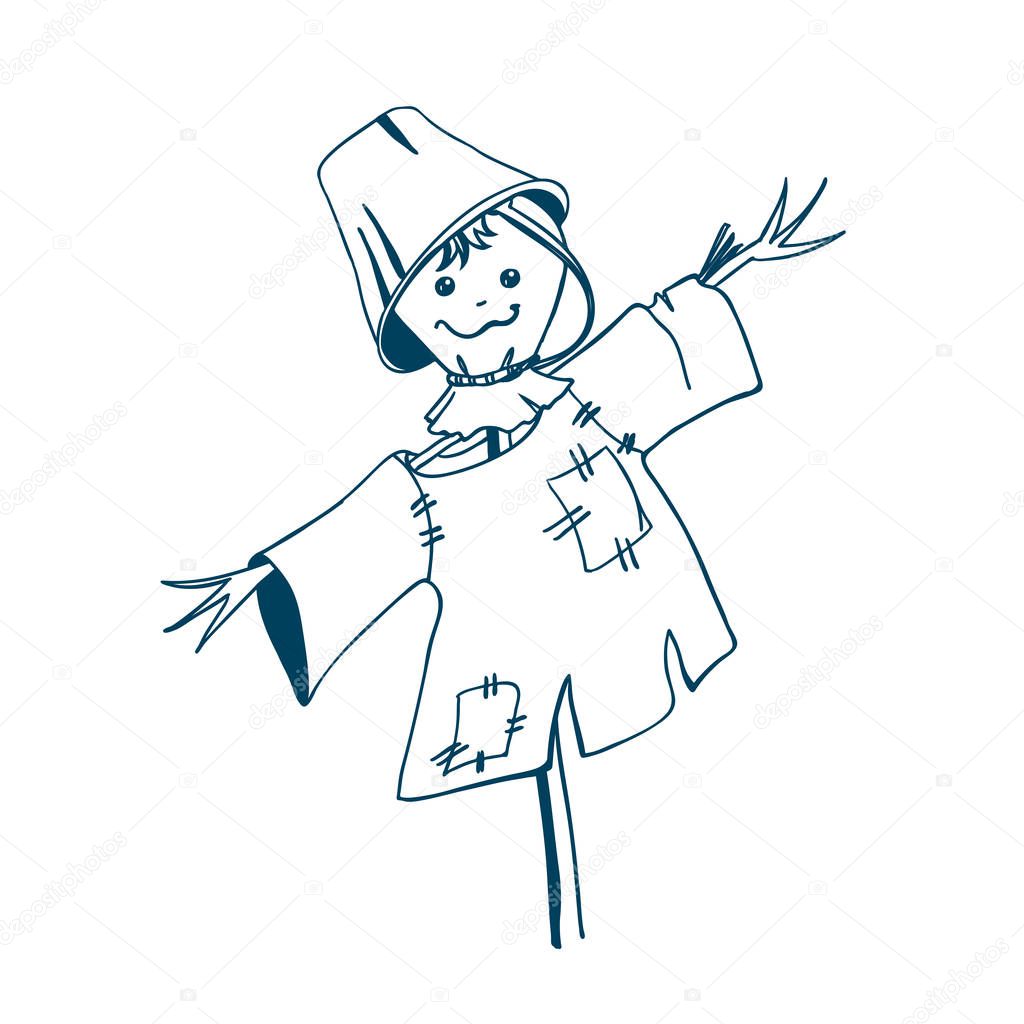 Scarecrow hand drawn in cartoon style