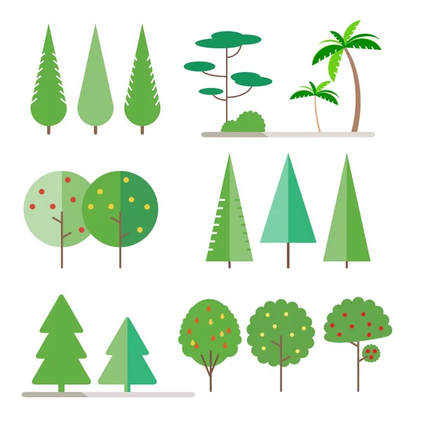 Establecer árboles en estilo plano — Vector de stock