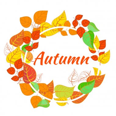 Renkli yaprakların sonbahar yuvarlak çerçeve