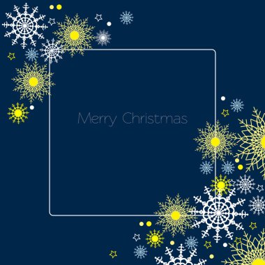 Neşeli Noel arka plan kar taneleri ile süsleme. Karanlık bir arka plan karede. Vektör tasarım tebrik kartları, Davetiyeler, başlık sayfası veya poster ahşap zemin için dekoratif elemanlar.