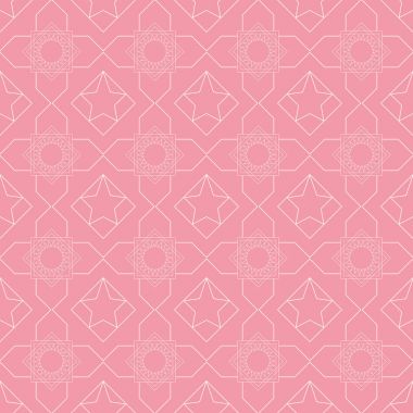 Pembe bir arka plan üzerinde kesintisiz geometrik beyaz modeldir. Vektör.