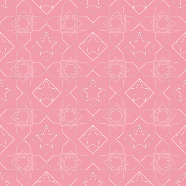 ピンクの背景のシームレスな幾何学的な白の模様。ベクトル. — ストックベクタ