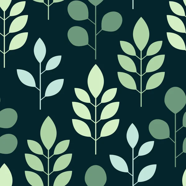 Botanical seamless pattern whit leaves on on a dark background. Vector illustration. — Stock Vector