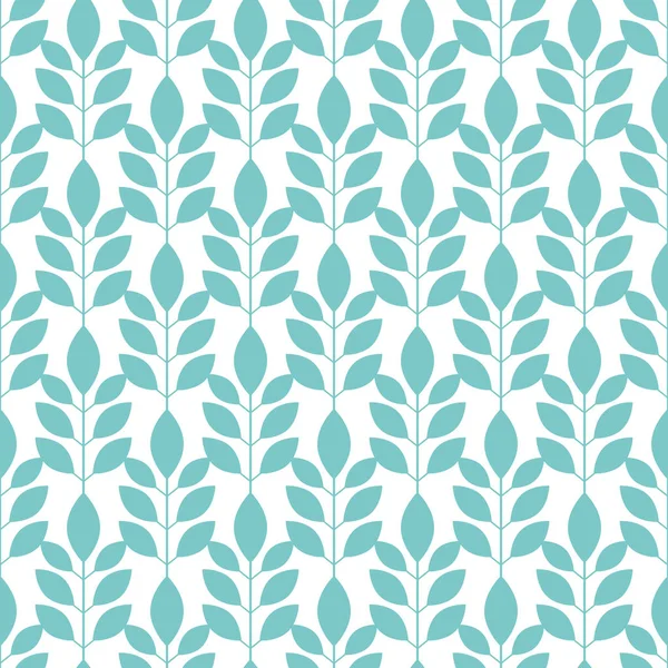 Symetrické bezešvé květinový vzor s modrými listy na bílém pozadí. Křehké flóry. Vektorové ilustrace. — Stockový vektor