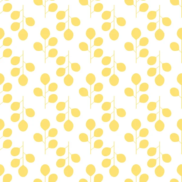Motif floral symétrique sans couture de feuilles jaunes sur fond blanc. Flore délicate. Illustration vectorielle . — Image vectorielle
