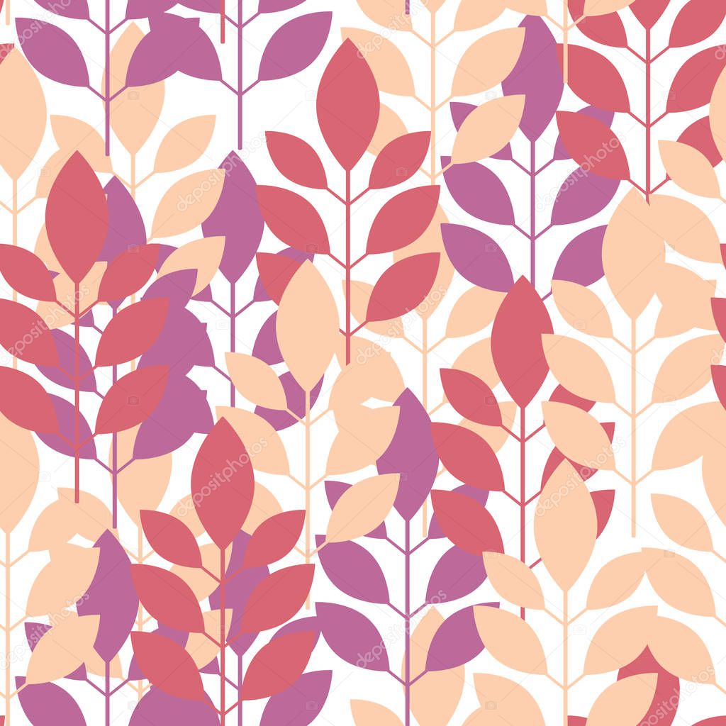 Seamless plant pattern of leaves, shoots. Vector. Can be used for packaging,invitations,textile design, template.