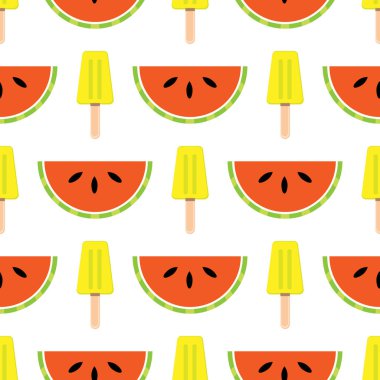 Meyve ve dondurma ile vektör sorunsuz yaz Tema arka plan. Şık parlak arka plan.