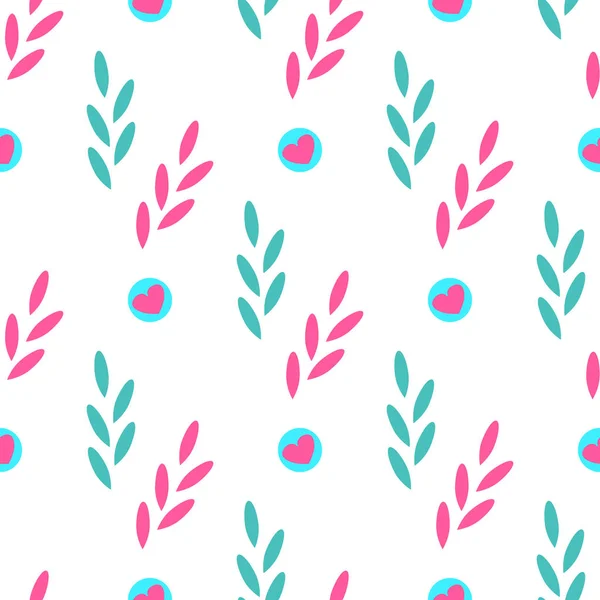 Yürekleri soyut bitkilerin seamless modeli. Vektör arka plan