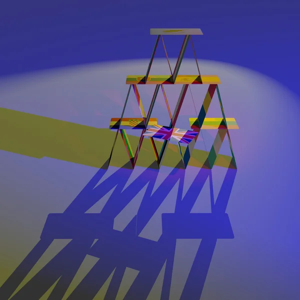 Avrupa Brexit iskambil kağıtlarından ev daraltmak tehlike felaket CGI 3d AB 