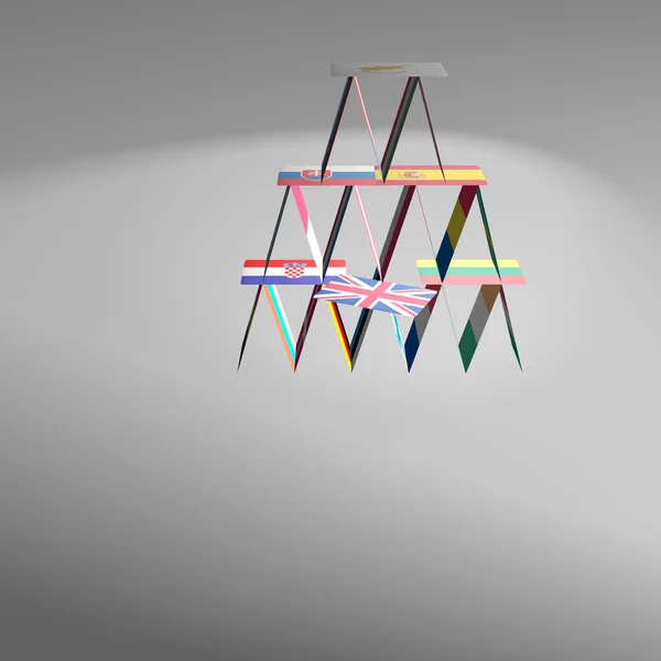 Avrupa Brexit iskambil kağıtlarından ev daraltmak tehlike felaket CGI 3d AB 