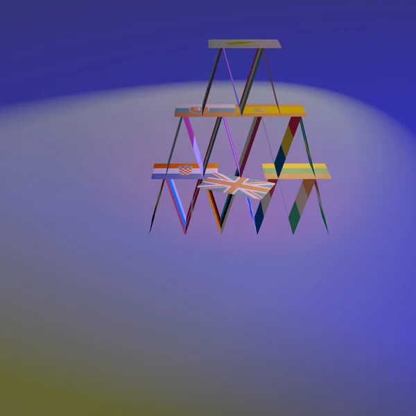 Avrupa Brexit iskambil kağıtlarından ev daraltmak tehlike felaket CGI 3d AB 