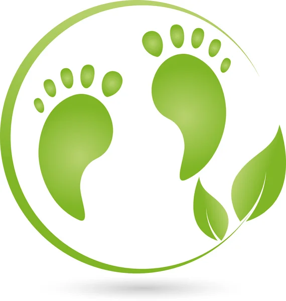 2 つの足と植物、ロゴ、ペディキュア — ストックベクタ