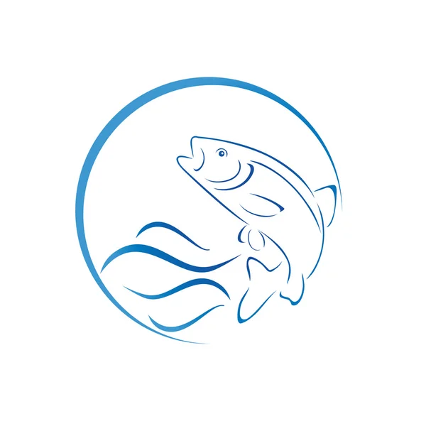 Pesca, Trucha, Pescado, Logo — Vector de stock