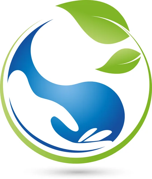 Daun, tangan, tetes, Logo, naturopaths - Stok Vektor