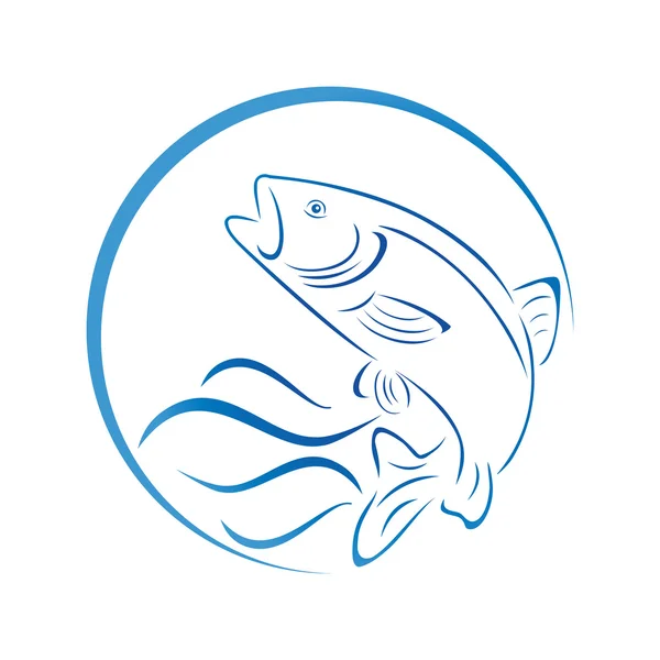 Pesca, Trucha, Pescado, Logo — Vector de stock