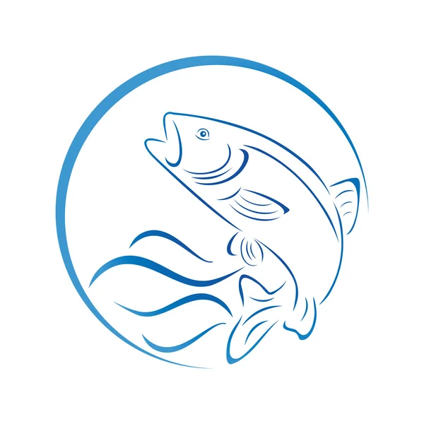 Forelle, Fisch, Logo, Angeln — Stockvektor