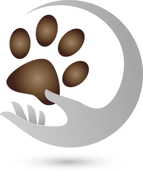 Kéz- és mancs, macska mancsát, macskák, logó — Stock Vector