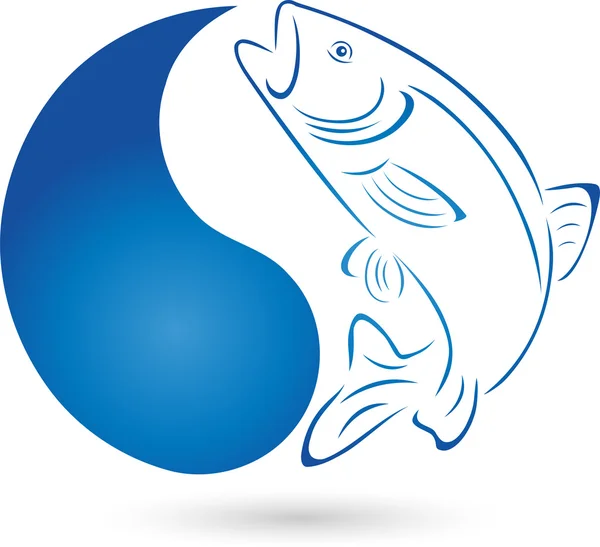 Trota, pesce, goccia, logo, pesca — Vettoriale Stock