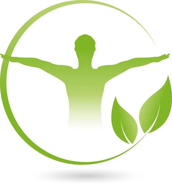 Ο άνθρωπος και φύλλα, χειροπράκτη, naturopath — Διανυσματικό Αρχείο