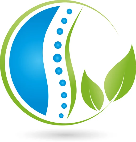 Spine dan daun, naturopath, ortopedi, logo - Stok Vektor