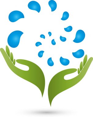 İki el ve su damla, sağlık, doğa, logo