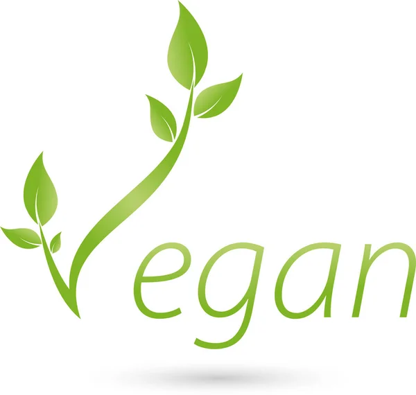 Tanaman, daun, vegan dan logo alam - Stok Vektor