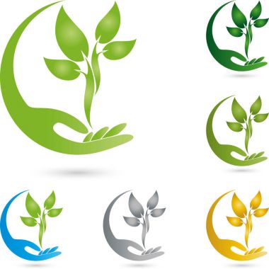 El ve bitki, sağlık ve bahçıvan logosu