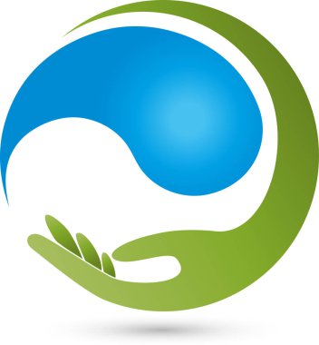 El ve su damla, sağlık ve su logosu