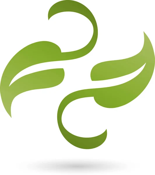 Dwa liście, rośliny, odnowy biologicznej i naturopathic logo — Wektor stockowy